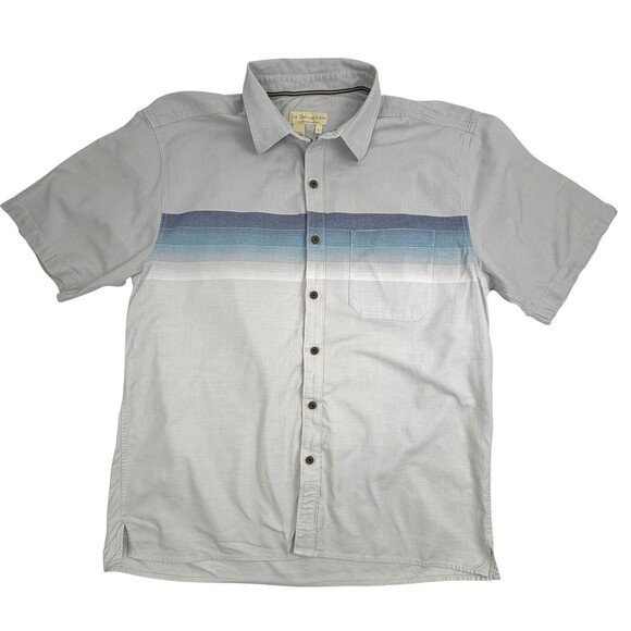 The Territory Ahead SS Shirt 100% Cotton Blue Ombre Stripe Heavyweight Outdoor L - Picture 1 of 14